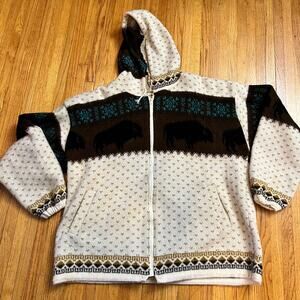 Vintage 80s 90s XL Mens Earth Ragz Wool Buffalo Zip Up Hoodie Navaho Aztec